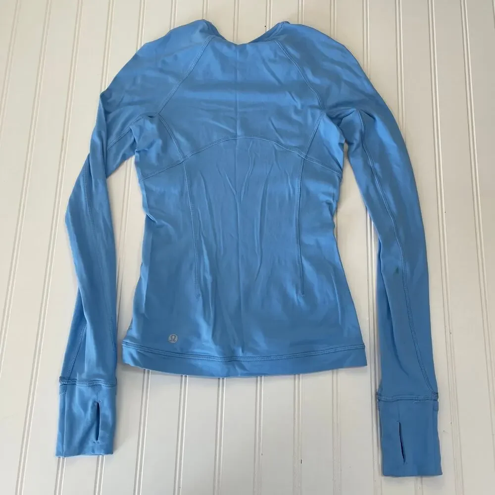 Lululemon Its Rulu Run Long Sleeve Shirt Blue Nile Activewear Size Womens 0 READ